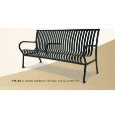6 foot Hamilton Bench with Back Slat Center Arm Rest