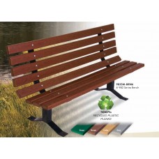8 Foot Single Side Bench 8 Slat 2x4 Plank Surface Mount Redwood Stain