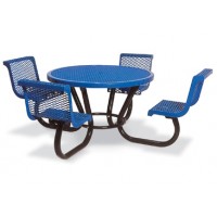 46 Inch Round Table with Contour Chair Seats Perforated