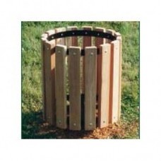 32 Gallon Slat Receptacle 2x4 Inch Redwood Stain