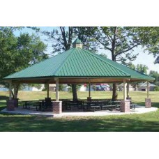 Octagon Shelter 1 Tier Steel 24 ga TG Deck Fiberglass Shingle 48 foot