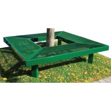 6 Foot Geometric Mall Bench with out Back Inground Perforated