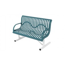 4 foot Bench with Contoured Back and Arms Ribbed Steel Portable