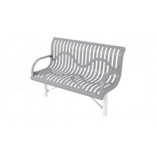 4 foot Bench with Contoured Back Arms Ribbed Steel Inground Mount