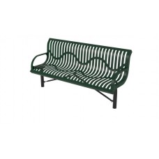 6 foot Bench Contoured Back and Arms Ribbed Steel Leg Inground Mount