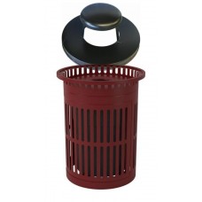32 Gallon Trash Receptacle Flared Top Hinged Side Door Rain Bonnet