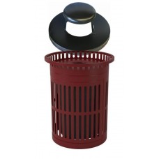 32 Gallon Trash Receptacle Flared Top Hinged Side Door Rain Bonnet