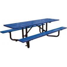 Steel Plank Y-Base Perforated Metal ADA Picnic Table 8 foot inground