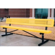 10 foot Bench with Back Small Hole 11 Gauge Punched Steel