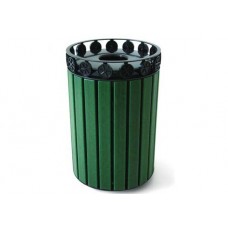 Charleston Recycled Receptacle Green w Rain Bonnet Lid and Liner