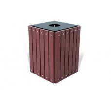 20 GALLON RECYCLED BROWN TRASH RECEPTACLE with RECYCLING LID