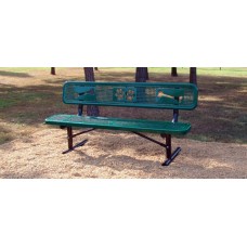 6 Foot BENCH with BACK PORTABLE PERFORATED LASER CUT PAW PRINT BONES