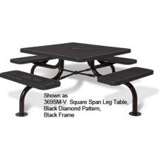 3 SEAT 46 inch SQUARE SPAN LEG TABLE DIAMOND ROLLED EDGE SURFACE