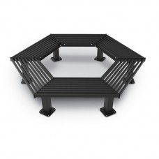 8 foot Hexagon Tree Bench without back inground powder coated