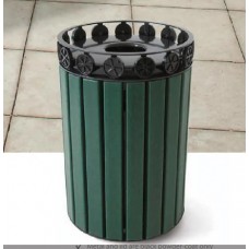 32 GALLON CHARLESTON SLAT RECEPTACLE with FLAT TOP LID and LINER