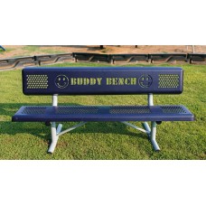 6 foot Perforated Standard Bench with Back In-Ground Mount Smiles Buddy Bench Design