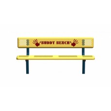 6 foot Perforated Standard Bench with Back Surface Mount Helping Hand Buddy Bench Design