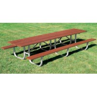 10 Foot Picnic Table Ex Heavy Duty Shelter Table 3 Leg Redwood Stain