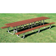 10 Foot Picnic Table Ex Heavy Duty Shelter Table 3 Leg Redwood Stain
