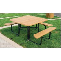 3 Seat 48 Inch Square ADA Table Cedar Recycled Plastic
