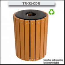 32 Gallon Slat Receptacle 2x4 Inch Cedar Recycled Plastic