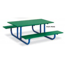 48 Inch Picnic Table Green Polyethylene Seats and Top Blue Frame
