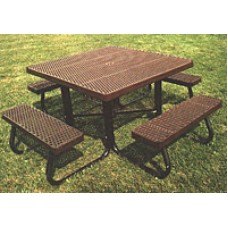 4SJGA Square Picnic Table Aluminum Plank 48x48 Galvanized Frame