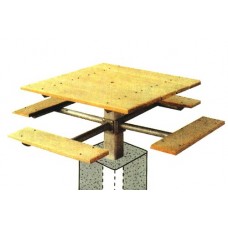 4SPTGF Square Fiberglass Picnic Table with 6 inch square Galvanized