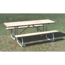 8CJGW 8 foot SYP Picnic Table Wood Plank Galvanized Frame