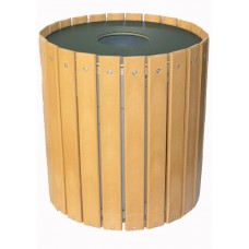 JPRLR55 Round Recycled Plank Receptacle 55 Gallon