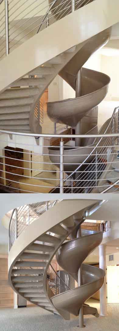 two level double deck spiral slide